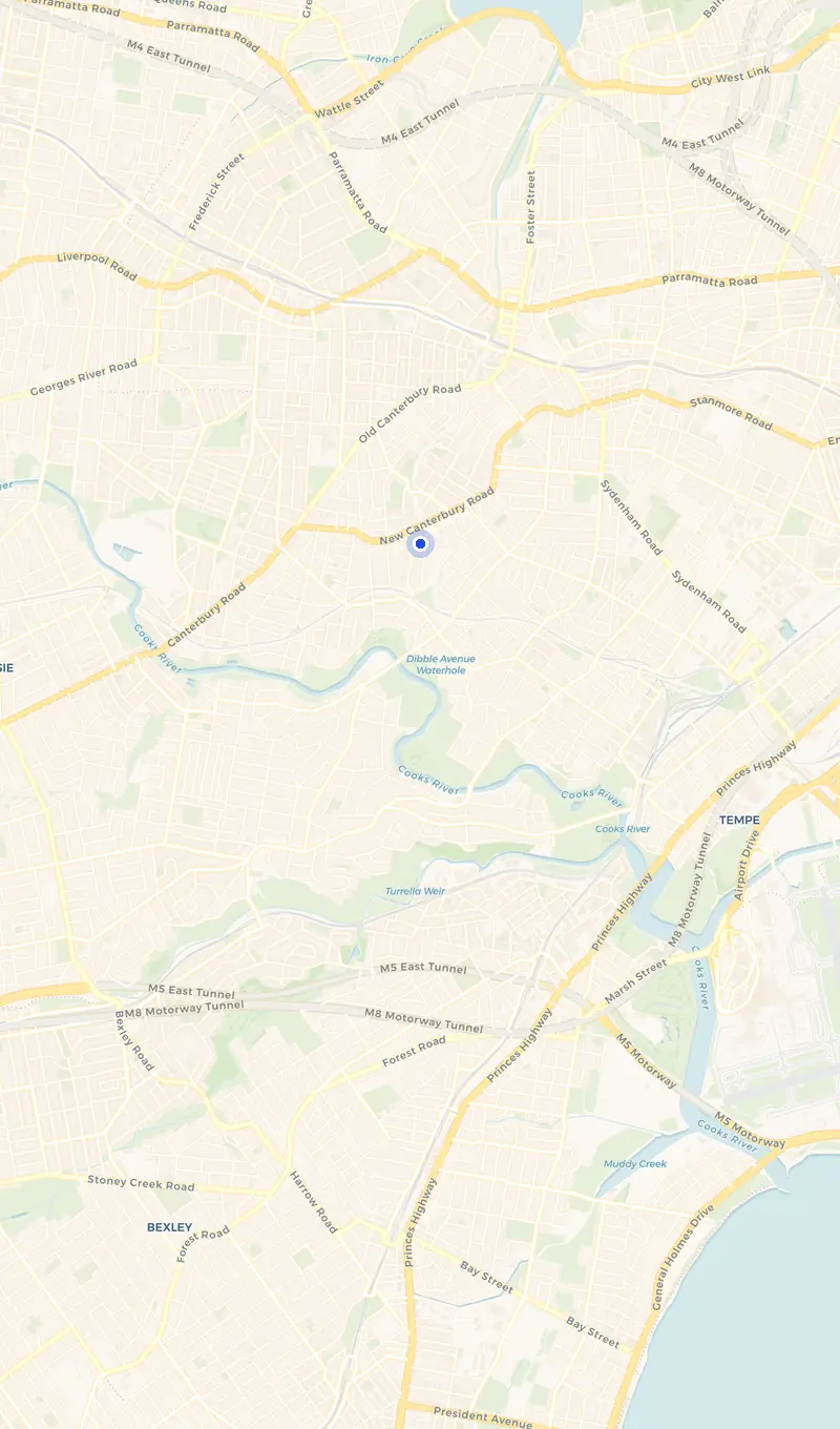 Map of the Dulwich Hill service area and the surrounding suburbs we cover.