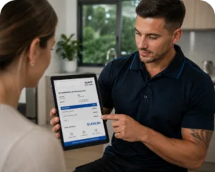 Plumber explaining a service estimate in Dulwich Hill